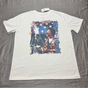 Legendary Musician Jimi Hendrix T-Shirt, White w/Colorful Portrait Youth XL New